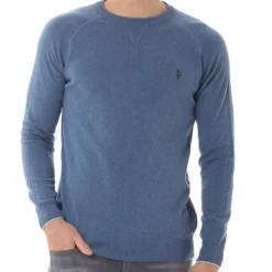 Pull en laine Us Polo Assn homme bleu