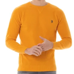 Pull en laine Us Polo Assn homme jaune moutarde