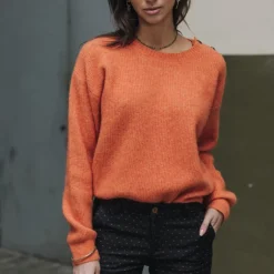Pull femme Freeman T Porter Priya en laine et mohair orange