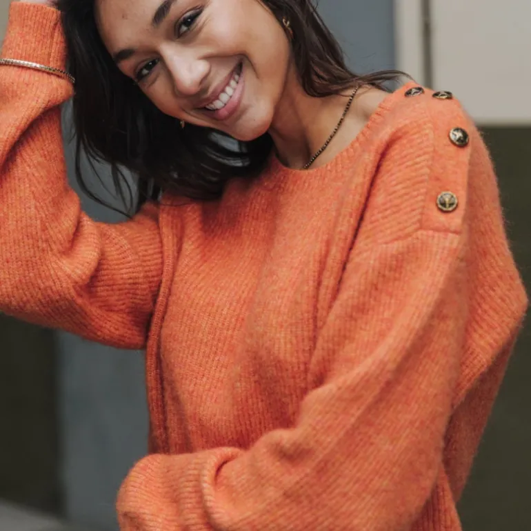 Pull femme Freeman T Porter Priya en laine et mohair orange