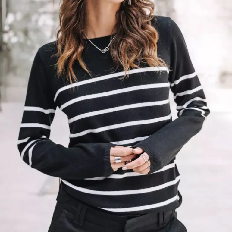 Pull Freeman T Porter femme Lea Stripes noir