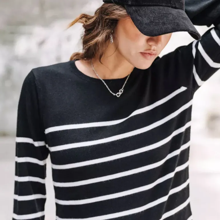 Pull Freeman T Porter femme Lea Stripes noir