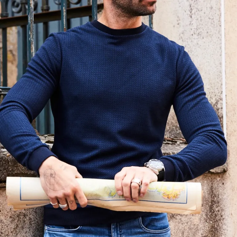 Pull Freeman T Porter homme Benito Lane bleu marine