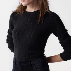 Pull noir Salsa pour femme
