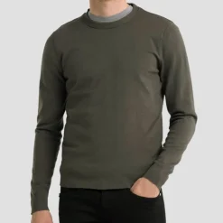 Pull Replay en coton et cachemire kaki