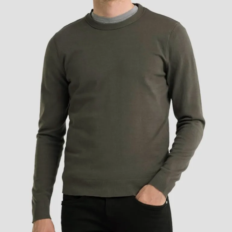 Pull Replay en coton et cachemire kaki