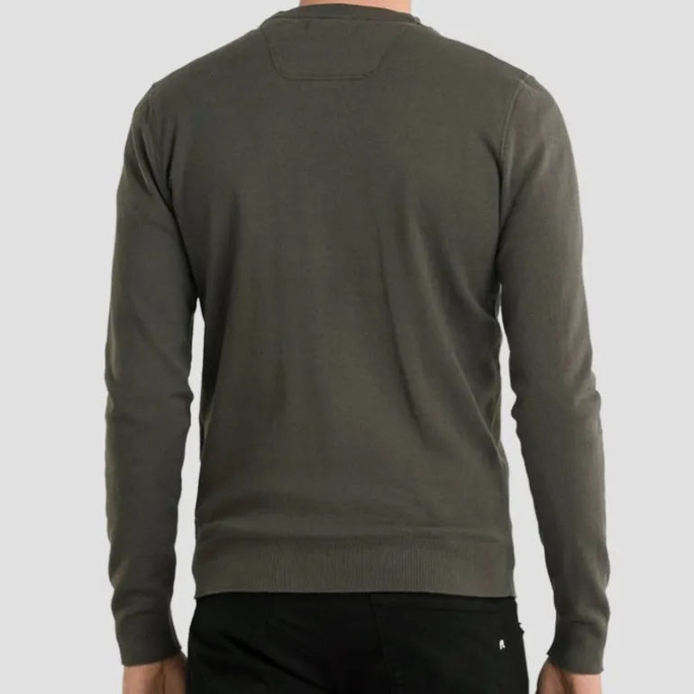 Pull Replay en coton et cachemire kaki