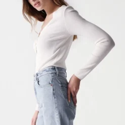 Pull Salsa Jeans femme blanc