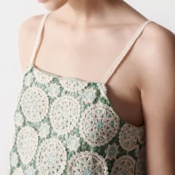 Robe Salsa Jeans verte broderie crochet