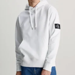 Sweat capuche Calvin Klein Ck Jeans badge hoodie blanc