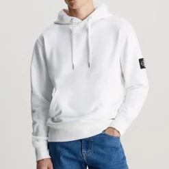 Sweat capuche Calvin Klein Ck Jeans badge hoodie blanc