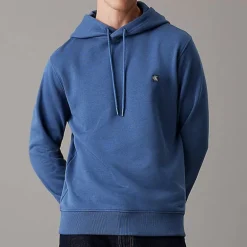Sweat capuche Calvin Klein Ck Jeans badge hoodie bleu