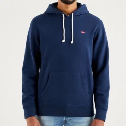 Sweat Levis homme bleu marine logo rouge