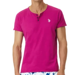 T Shirt col tunisien Us Polo Assn fushia