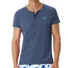 T Shirt col tunisien Us Polo bleu