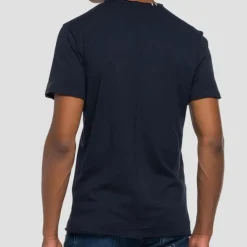 T Shirt col V Replay Jeans bleu marine