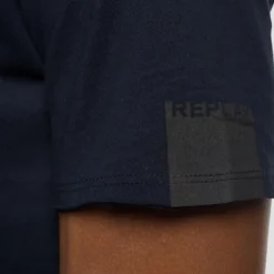 T Shirt col V Replay Jeans bleu marine