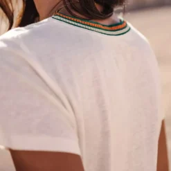 T Shirt en lin Freeman T Porter femme Tonia blanc