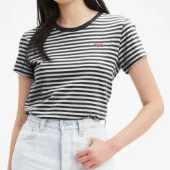 T Shirt femme Levi's ® Perfect Tee rayé noir et blanc