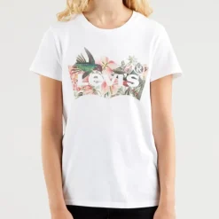 T Shirt femme Levi's ® The Perfect Tee blanc logo Batwing