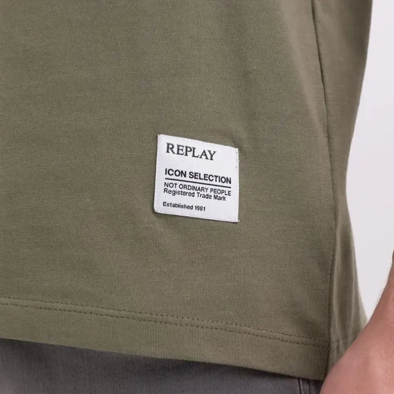 T Shirt kaki Replay Jeans pour homme