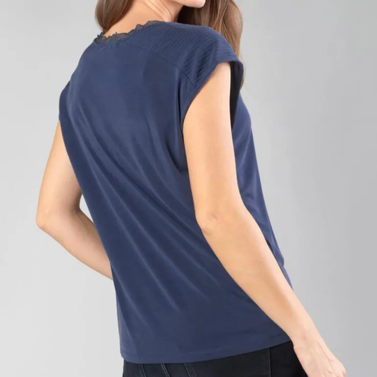T Shirt Le Temps des Cerises femme Nate bleu marine