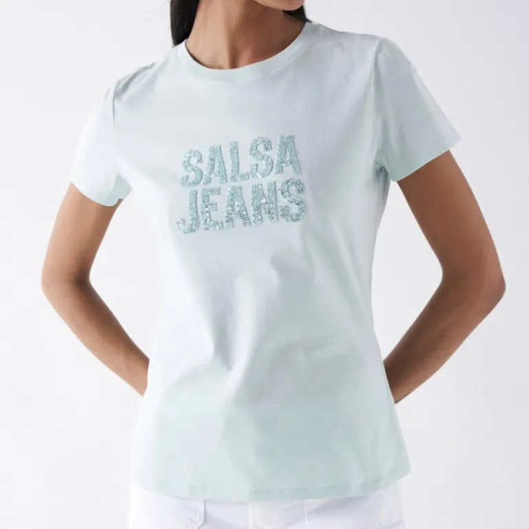 Tee Shirt Salsa Jeans femme en coton vert
