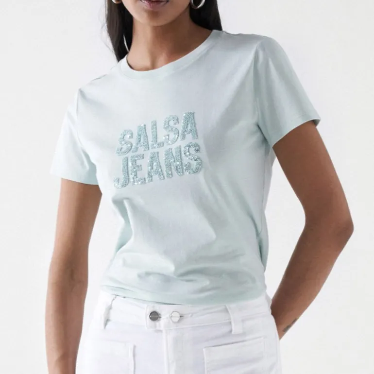 Tee Shirt Salsa Jeans femme en coton vert