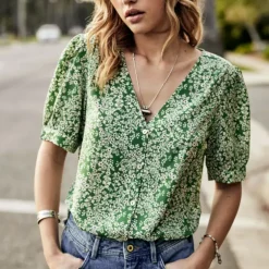Top / Chemisier Freeman T Porter Torelle Bucolic liberty vert