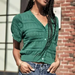 Top Gilet cardigan Freeman T Porter femme Pradda vert