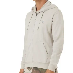 Veste / Sweat zippé capuche Us Polo Heritage beige