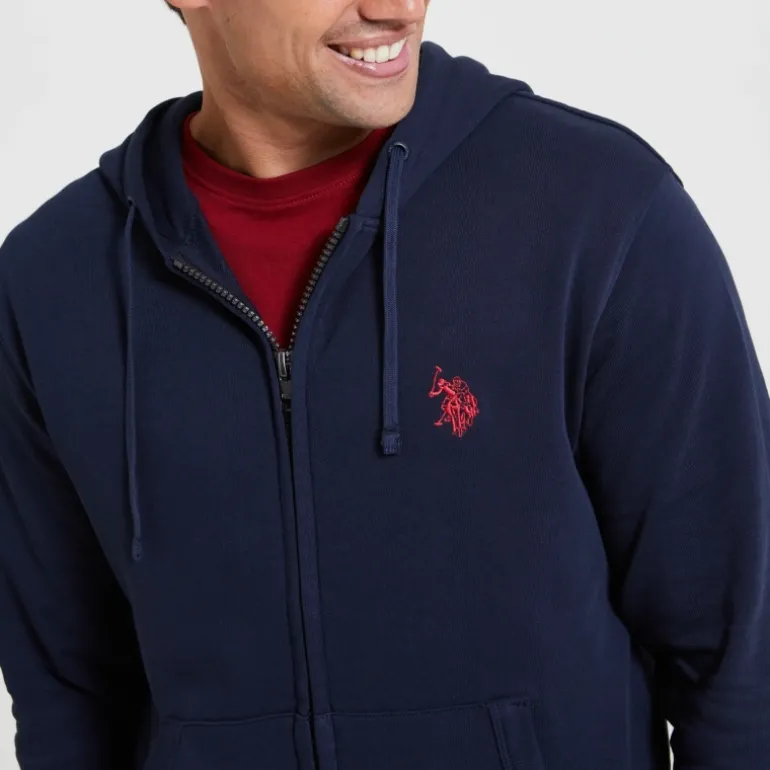 Veste / Sweat zippé capuche Us Polo Assn bleu marine