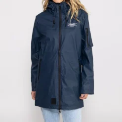 Veste longue imperméable Bombers Original Djinn femme bleu marine